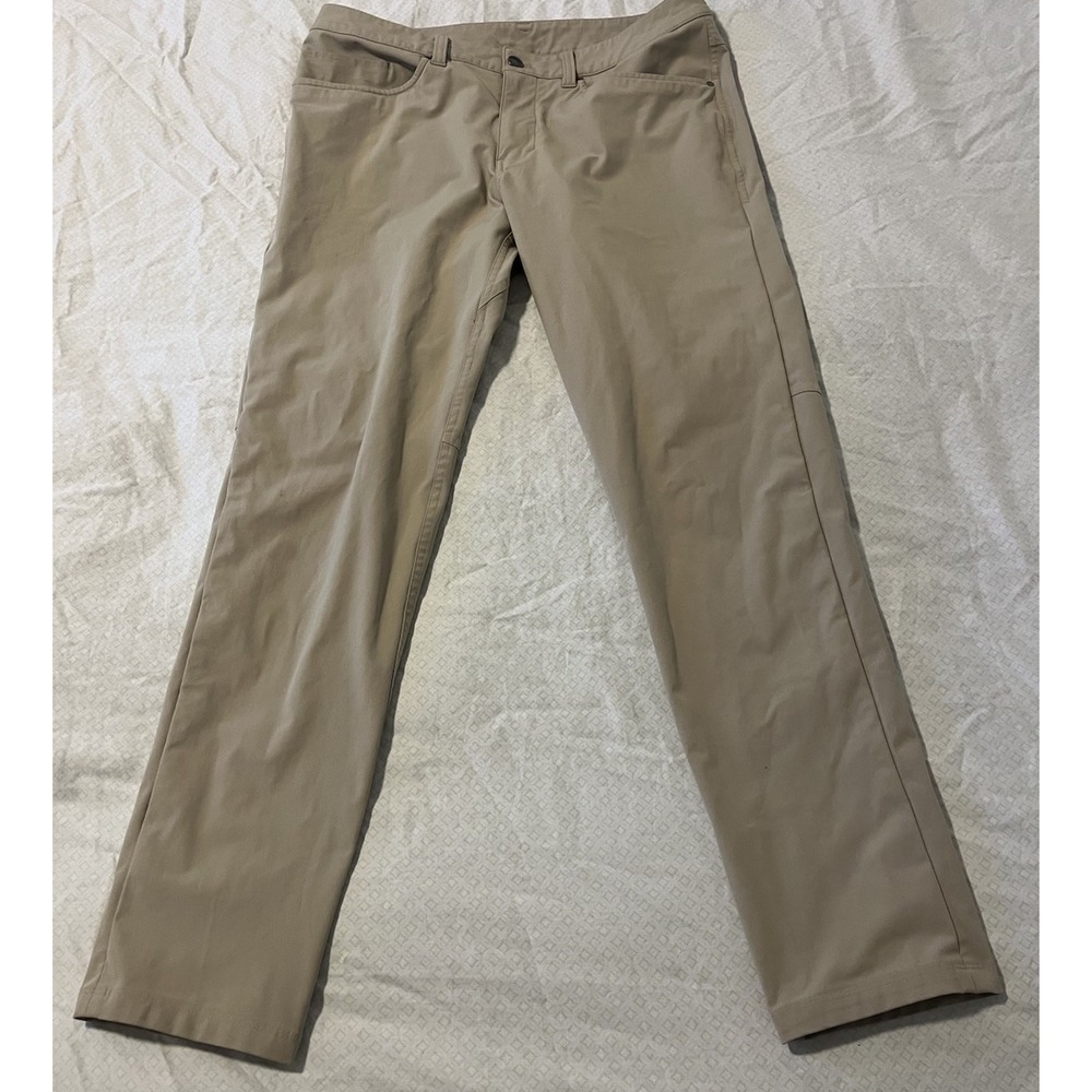 Lululemon ABC Slim Fit Commission Warpstreme Pants 32x30 Beige Stretch M5972S